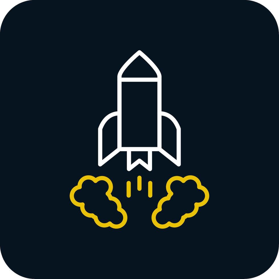 Rocket Launch Line Red Circle Icon vector