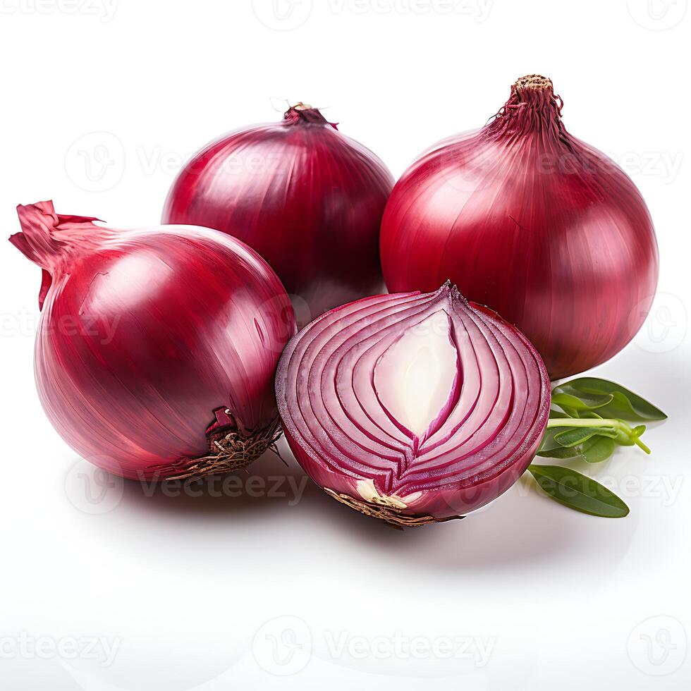 Red onion isolated on white background. Clipping Path. Full depth of field photo