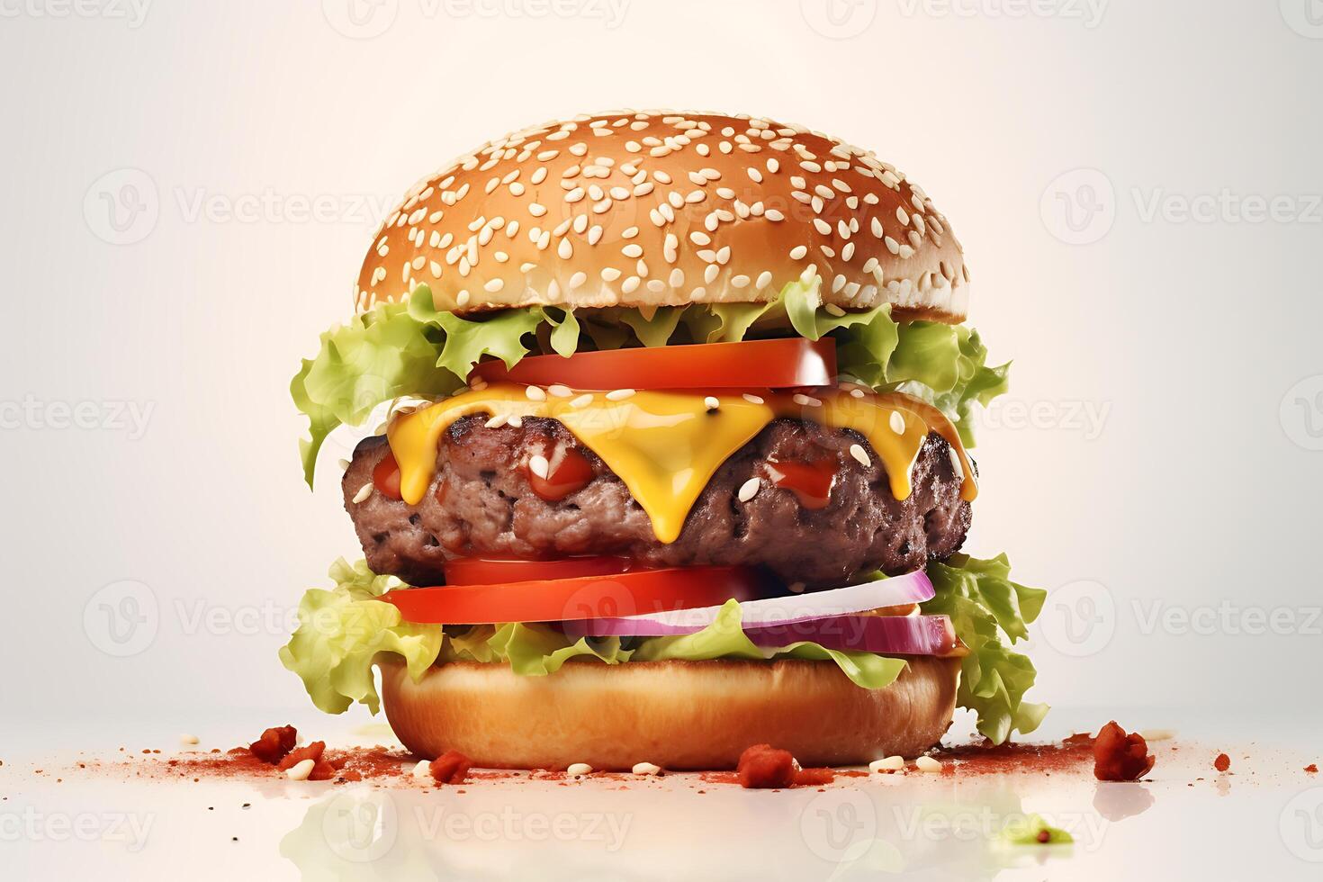Fresh tasty chicken burger on white background photo