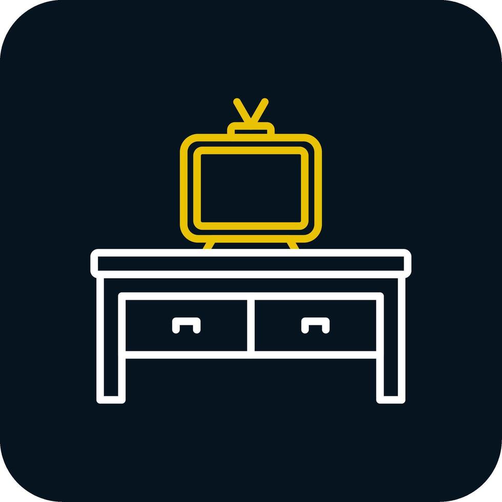 Tv Table Line Red Circle Icon vector