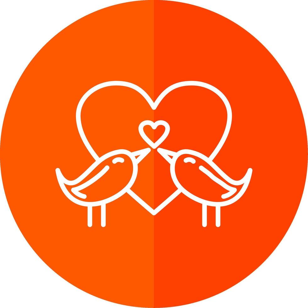 Love Birds Line Red Circle Icon vector