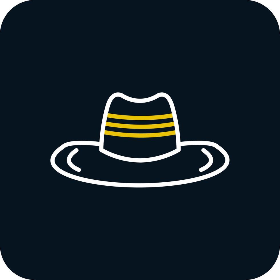 Cowboy Hat Line Red Circle Icon vector