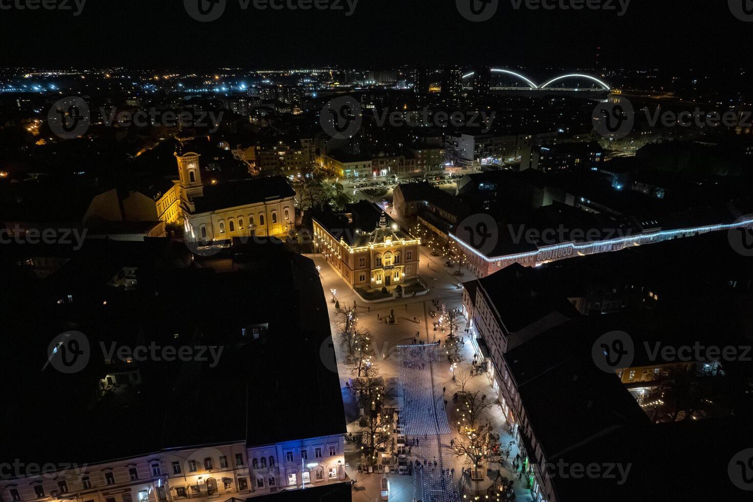 City Square in the Beautiful Novi Sad, for the New Year in the night. Serbia photo