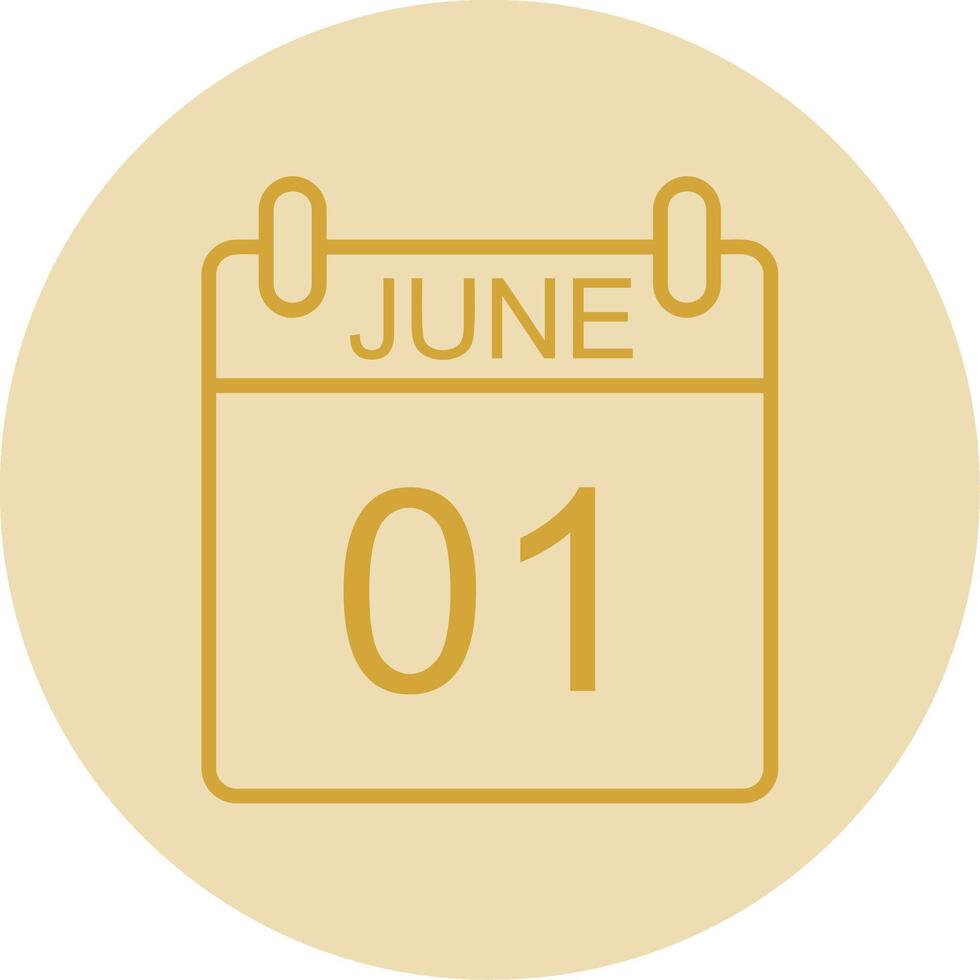 June Line Yellow Circle Icon vector