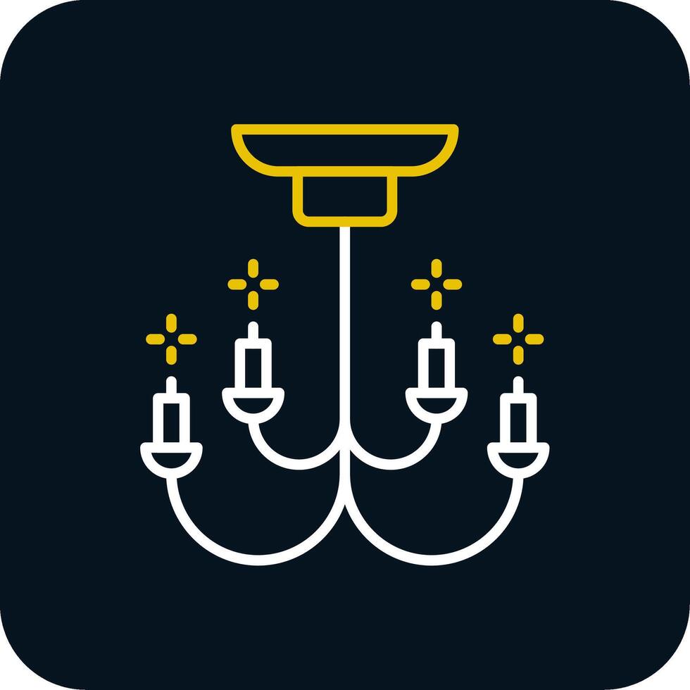 Chandelier Line Yellow White Icon vector