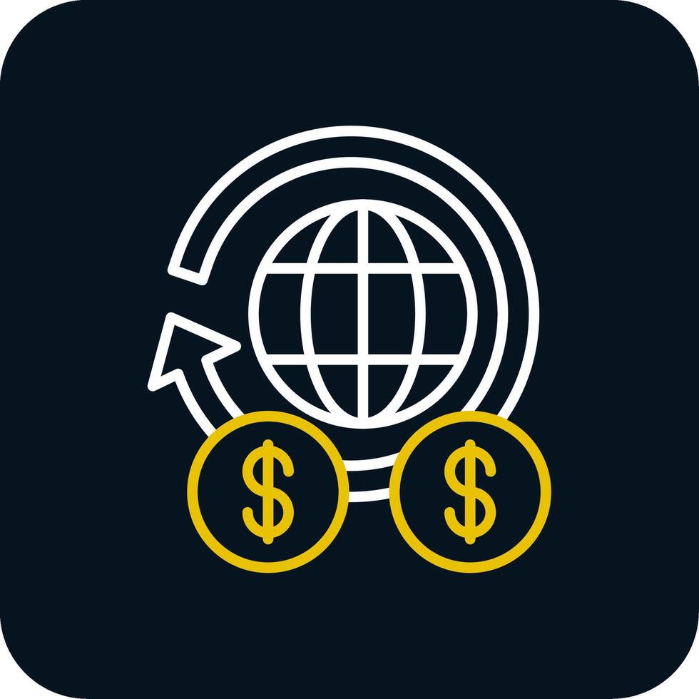 Global Finance Line Red Circle Icon vector