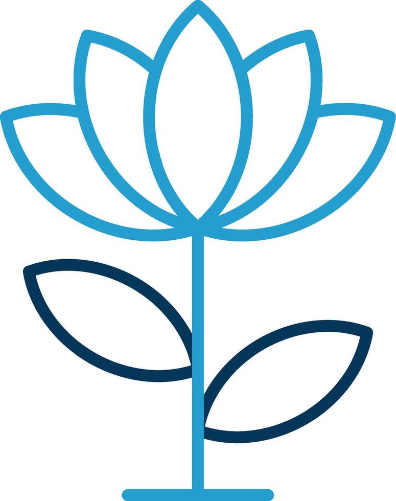 Lotus Flower Line Blue Two Color Icon vector