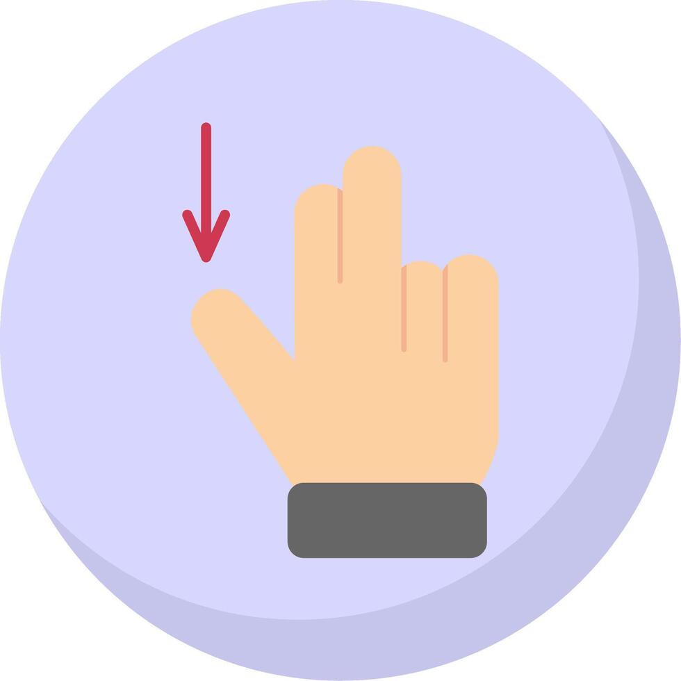 Two Fingers Drag Down Flat Bubble Icon vector