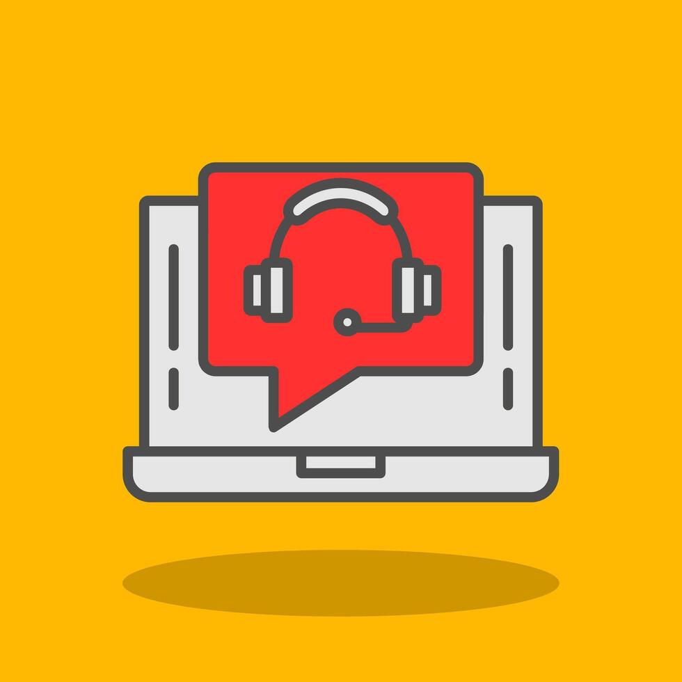 Support Call Filled Shadow Icon vector