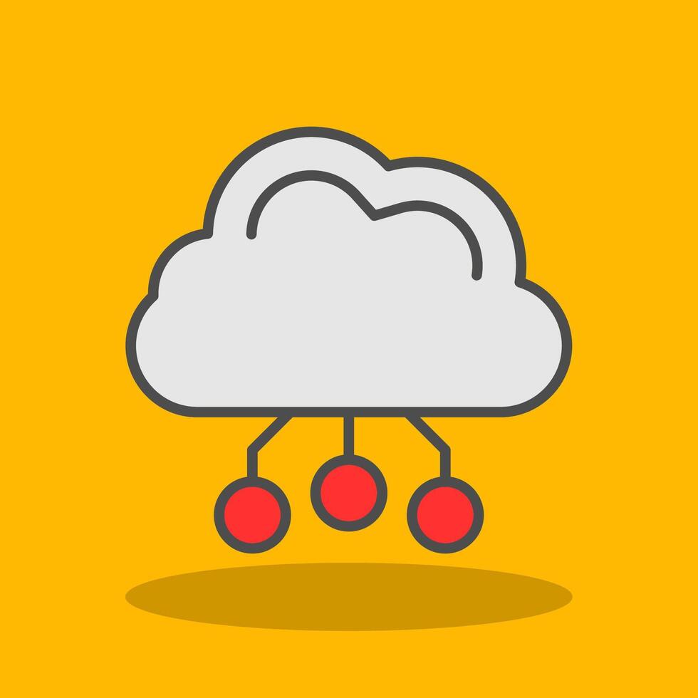 Digital Cloud Filled Shadow Icon vector