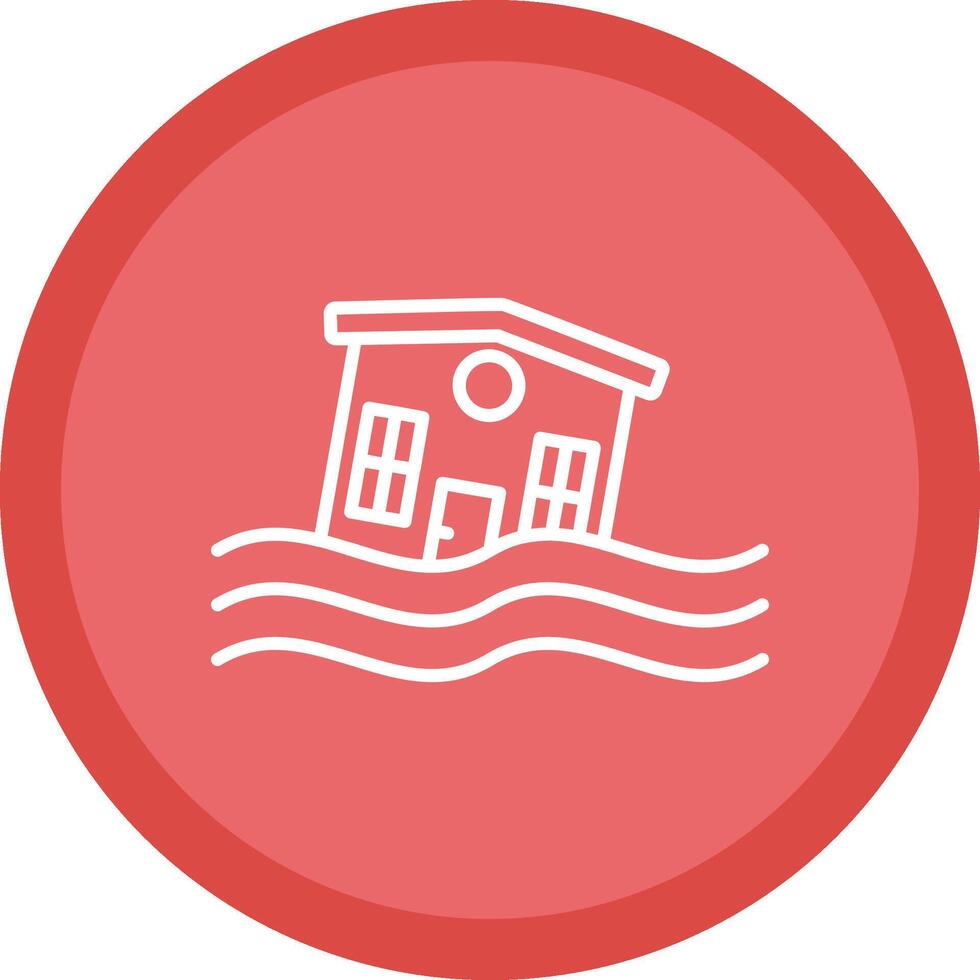 Flooded House Line Multi Circle Icon vector