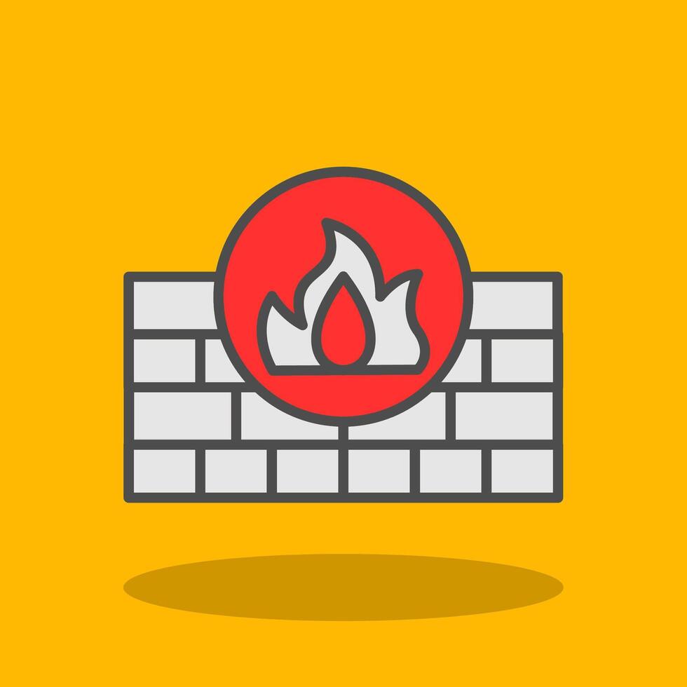 Firewall Filled Shadow Icon vector