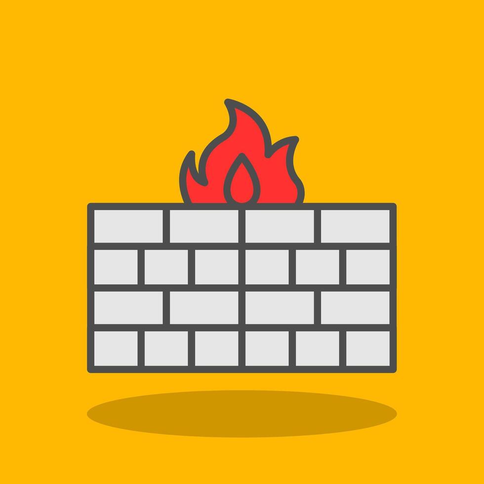 Firewall Filled Shadow Icon vector