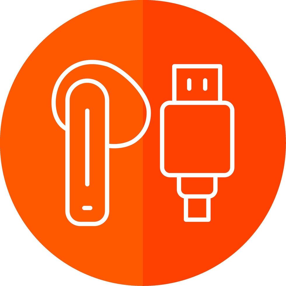 Earbud Line Red Circle Icon vector