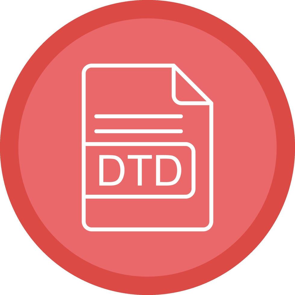 dtd archivo formato línea multi circulo icono vector