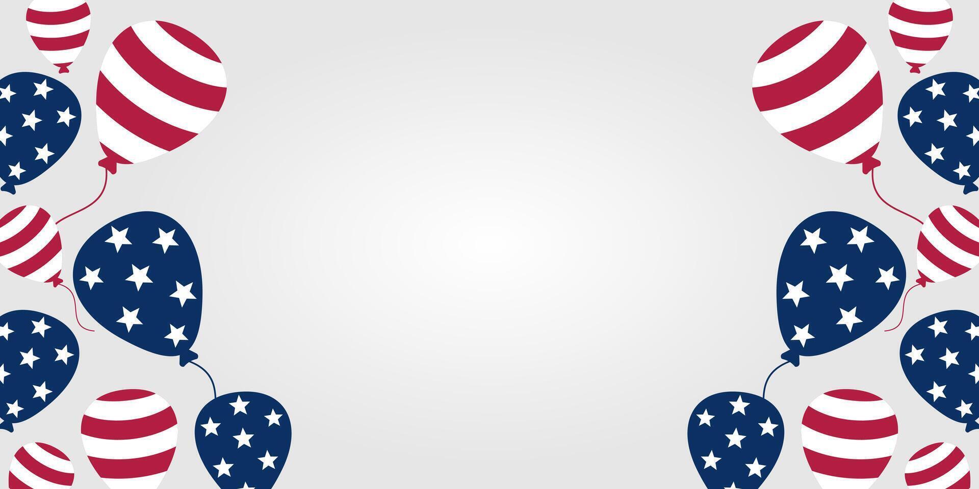 American national holiday background with US flag and balloon ornaments. design for banner, greeting card, invitation, social media, web. free copy space area vector