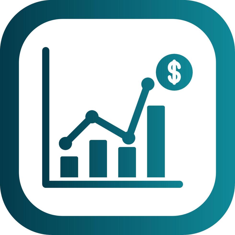 ventas Estadísticas glifo degradado esquina icono vector