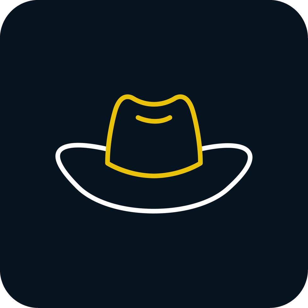 Cowboy Hat Line Red Circle Icon vector