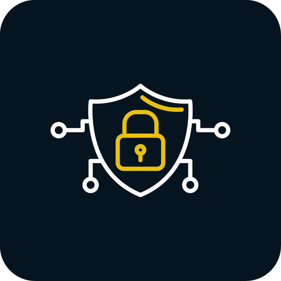 Cyber Security Line Red Circle Icon vector