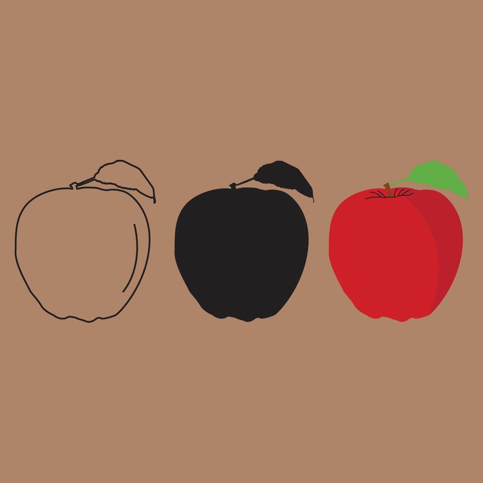 Apple fruit silhouette vector