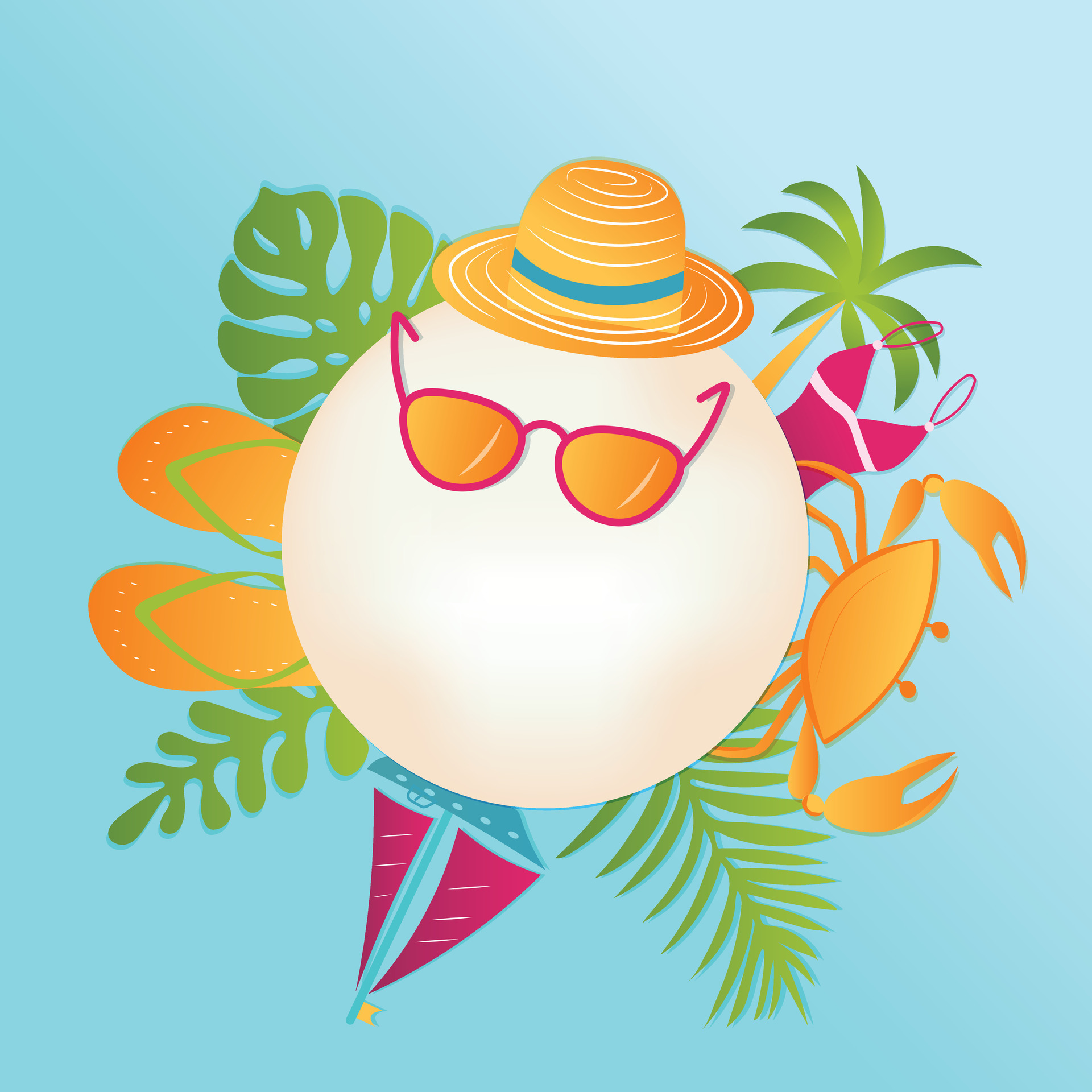 Summer background with palm tree with cope space 44228214 Vector Art at