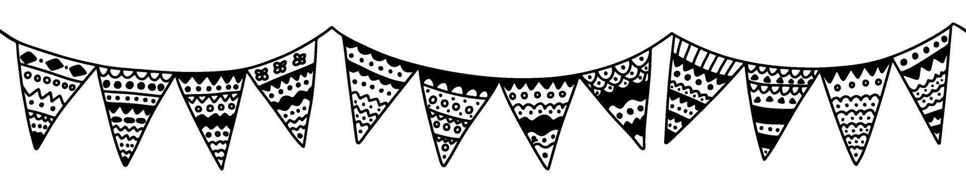 Hanging garland in doodle style seamless border vector