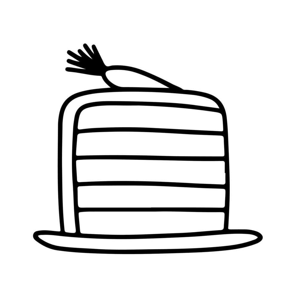 Hand drawn carrot cake on plate vector