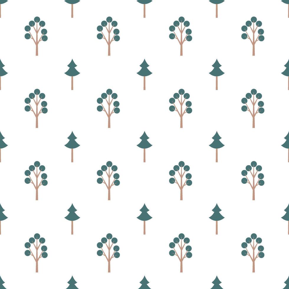 Flat style trees seamless pattern vector