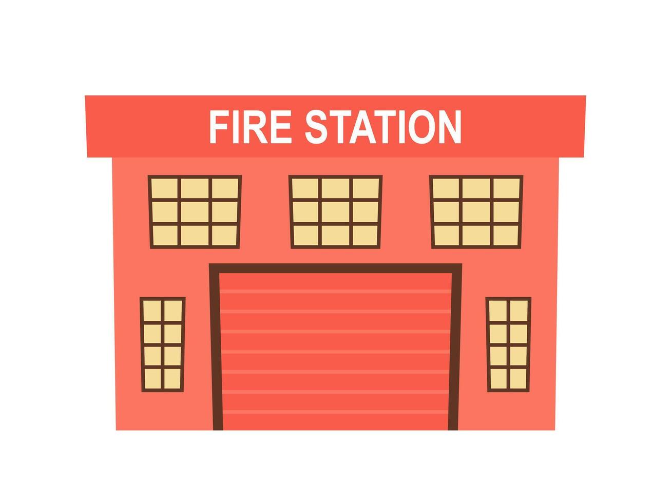 Flat style fire station building icon vector