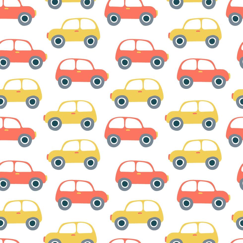 Yellow and red cars seamless pattern vector