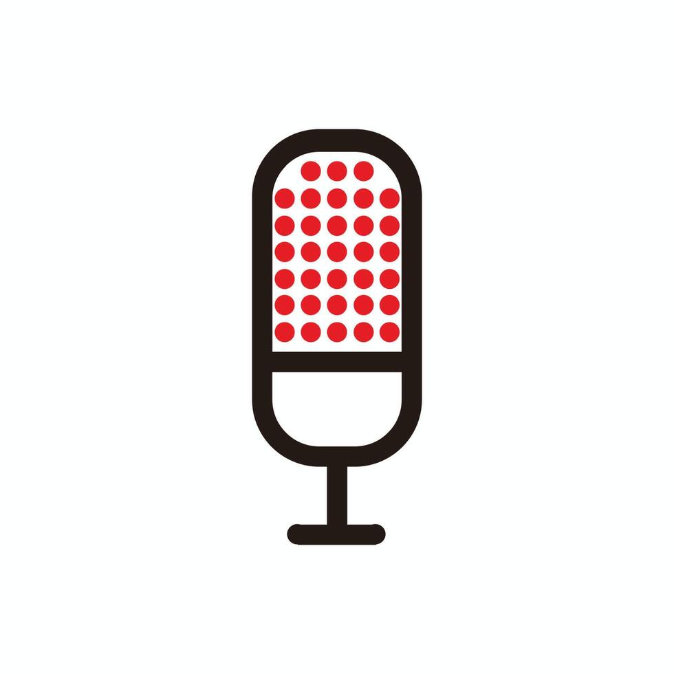 red dot pattern head microphone - dot pattern head microphone for broadcast or podcast - dot pattern head microphone icon or logo isolated on white vector