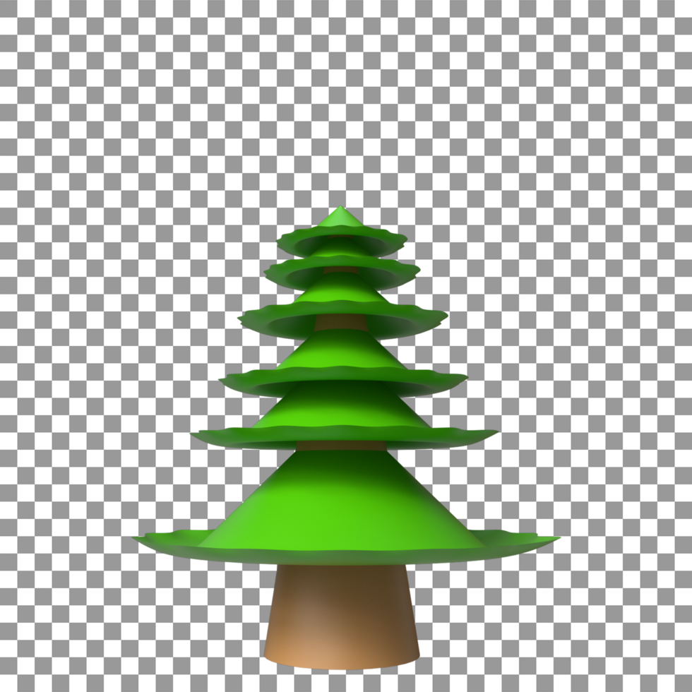 3d Christmas tree with golden star rendering psd