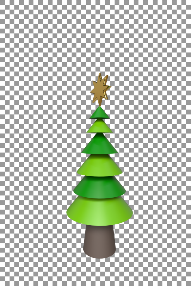 3d Christmas tree with golden star rendering psd