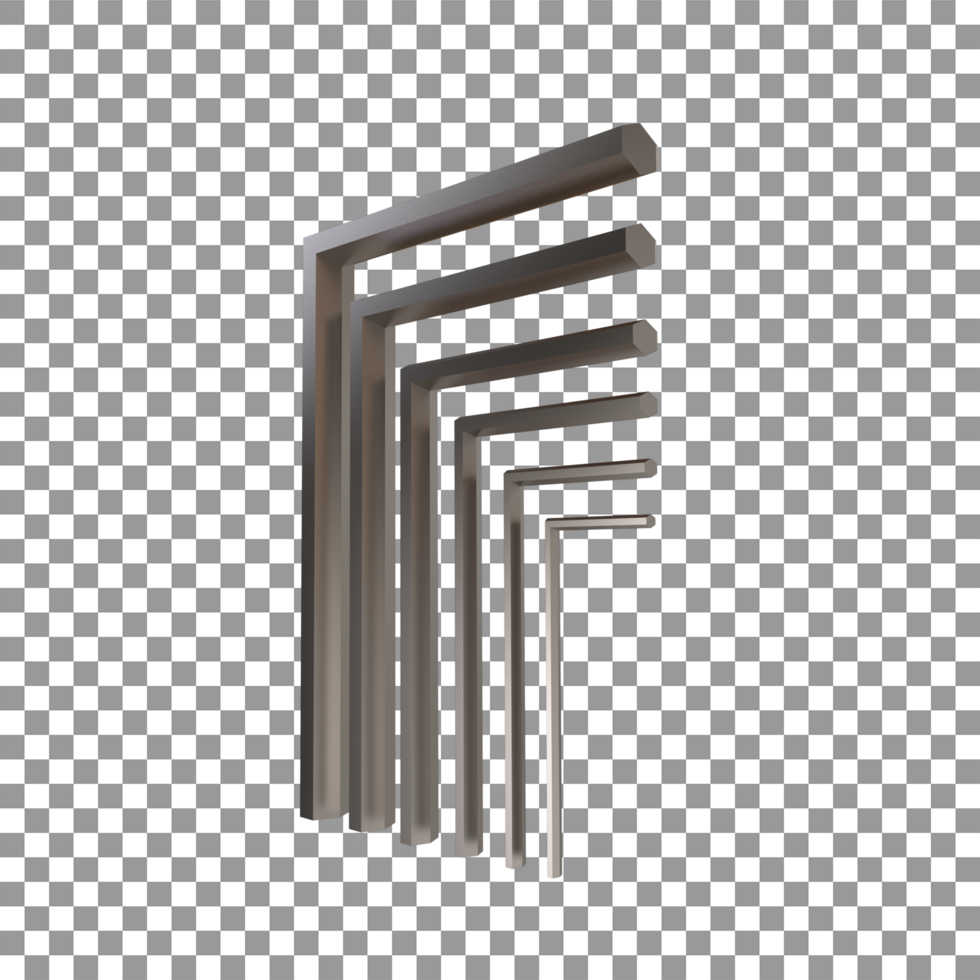 3D Render of Versatile L-Key Screwdriver - Precision Mechanical Tool Illustration psd