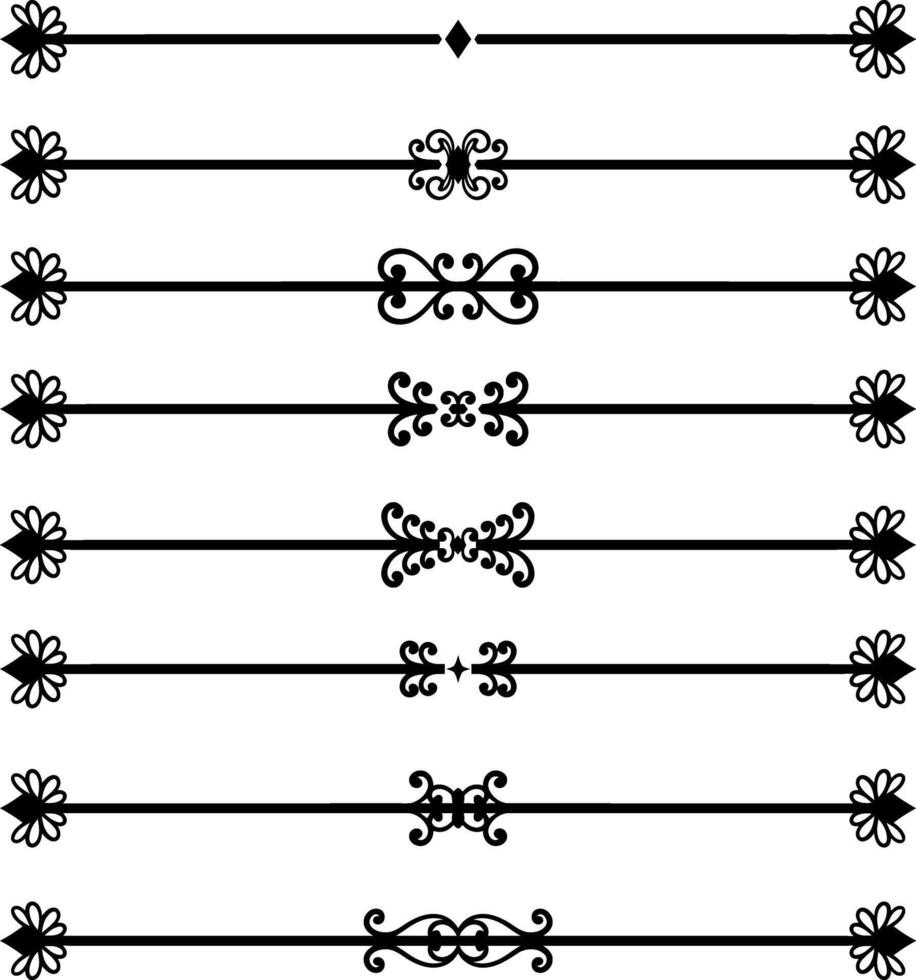 Set of decorative divider elements. Border florish collection. vector