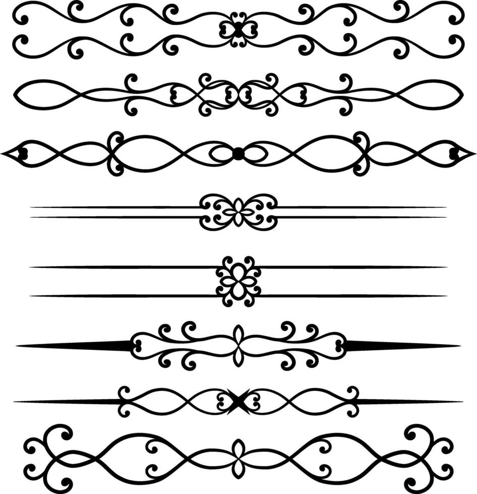 Set of decorative divider elements. Border florish collection. vector