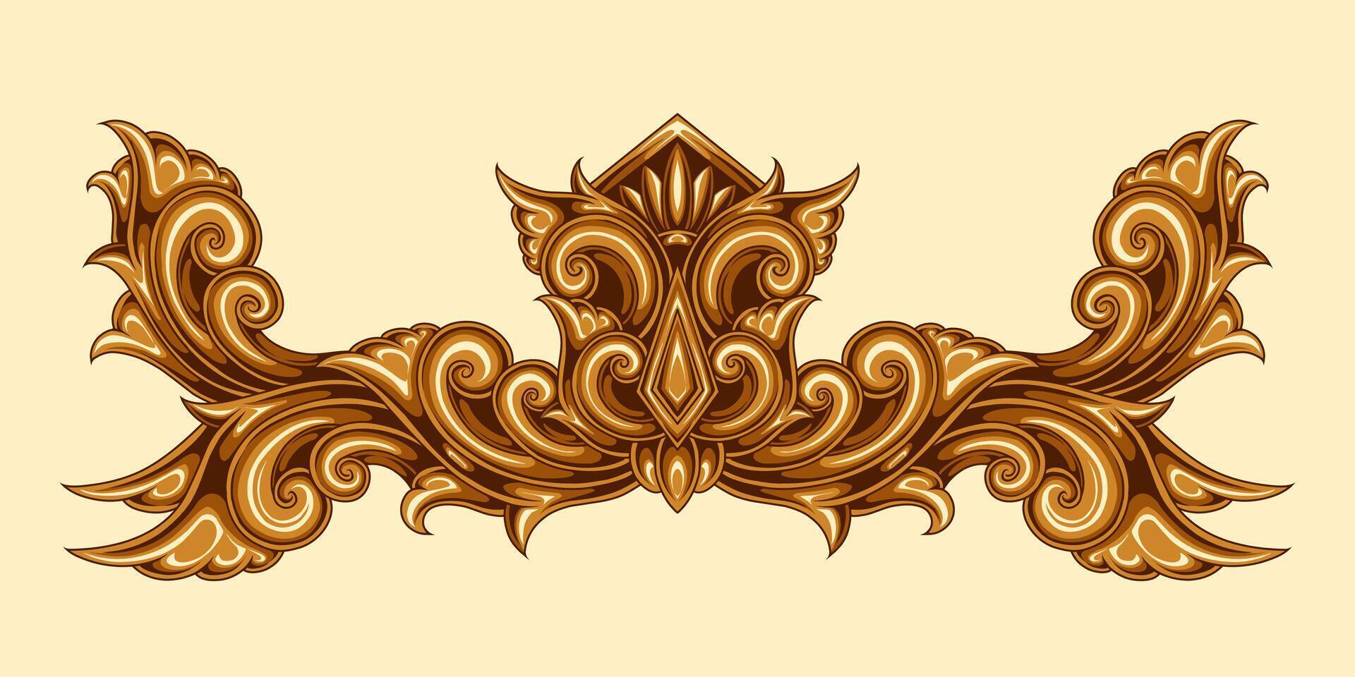 Beautiful carved decorative ornaments design for elements vector