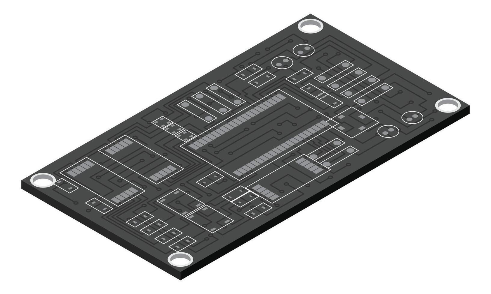 isométrica electrónico tablero. isométrica impreso circuito tablero. integrado circuito tablero. ilustración vector