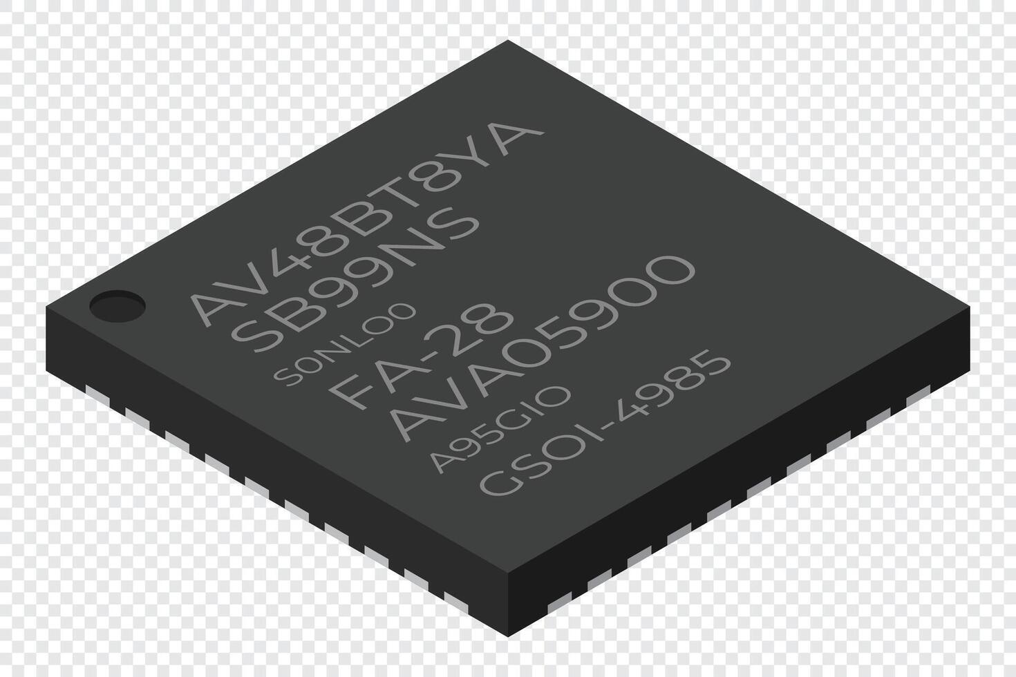 Microchip computer electronic component. Microchip icon. Isometric microchip. Computer processor technology. Micro processor. illustration vector