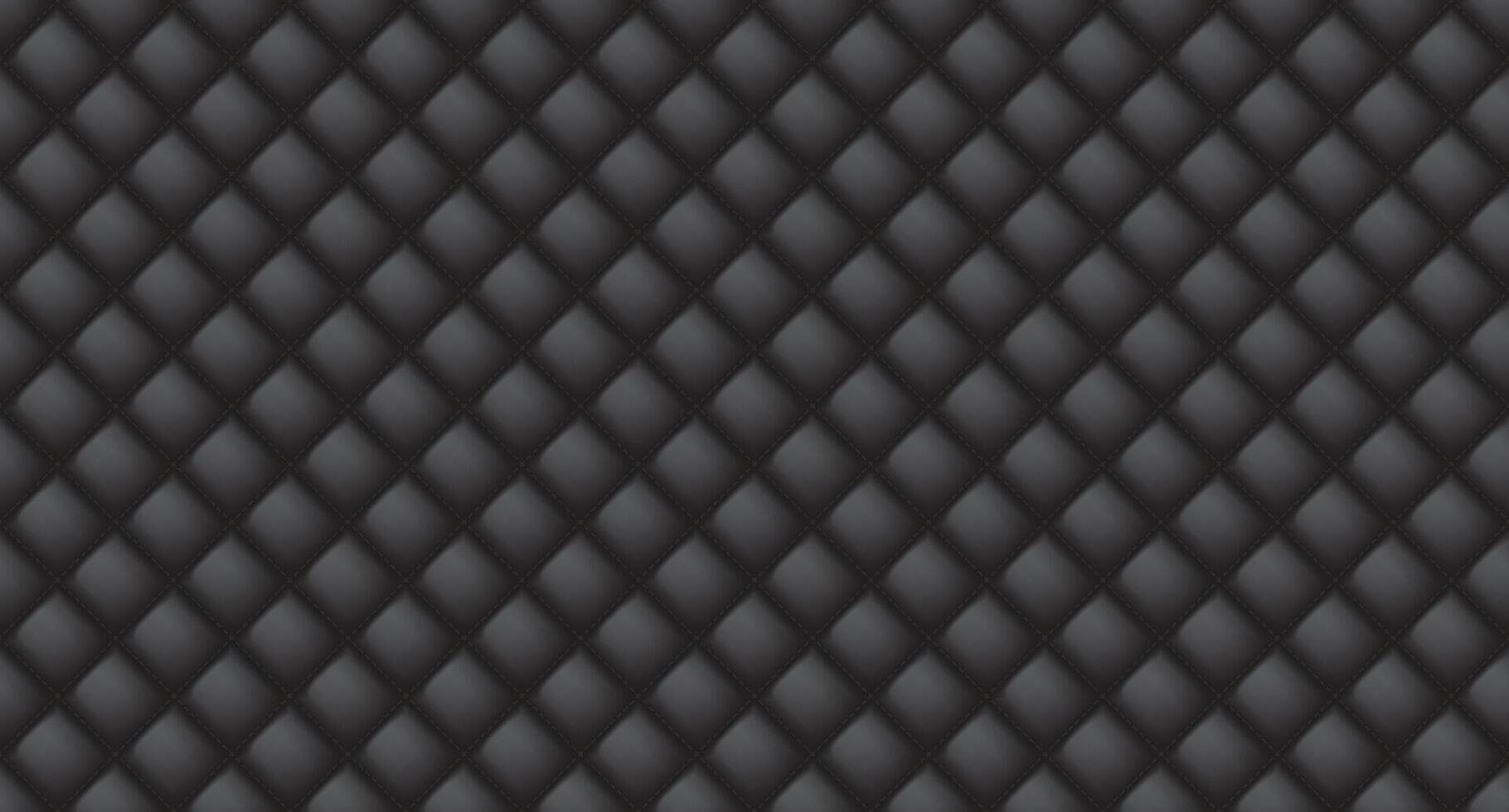 Simple upholstery quilted background. Quilted stitched background pattern. Black leather texture sofa backdrop. Seamless texture quilted background vector