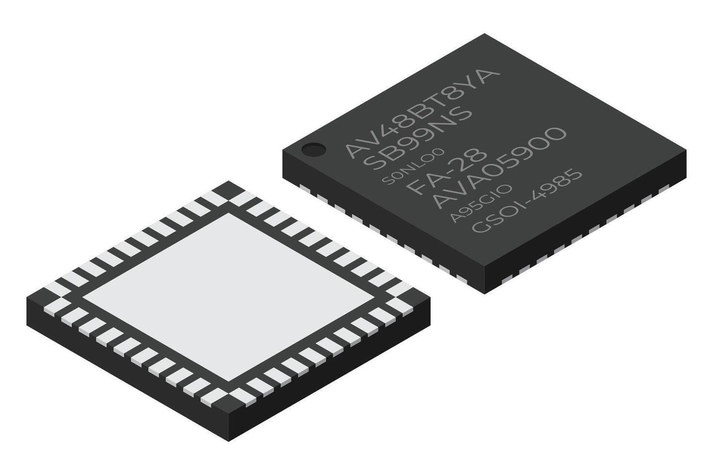 Microchip computer electronic component. Microchip icon. Isometric microchip. Computer processor technology. Micro processor. illustration vector