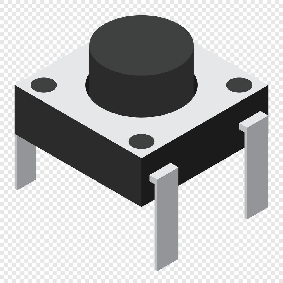 Push button electronic component. Push button icon. Isometric push