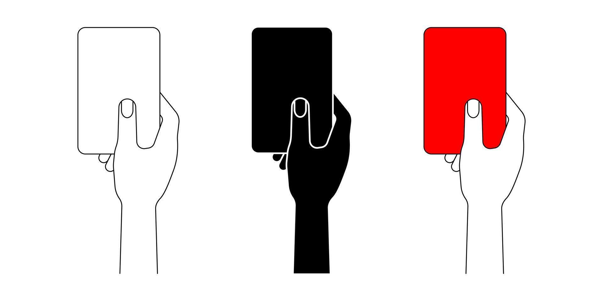 The referee's hand holds a red card icon 44228959 Vector Art at Vecteezy