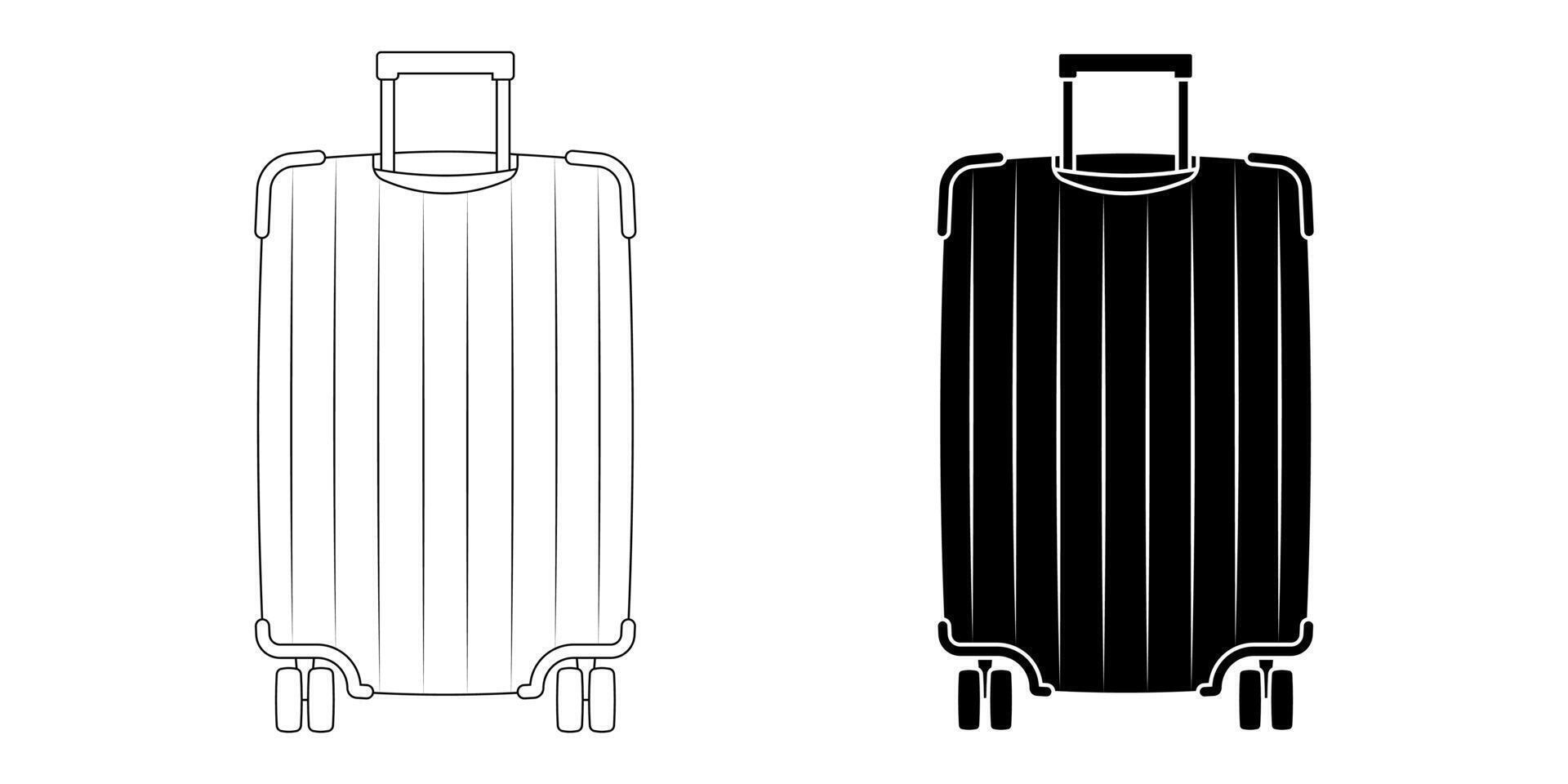 outline silhouette travel bag icon set isolated on white background vector