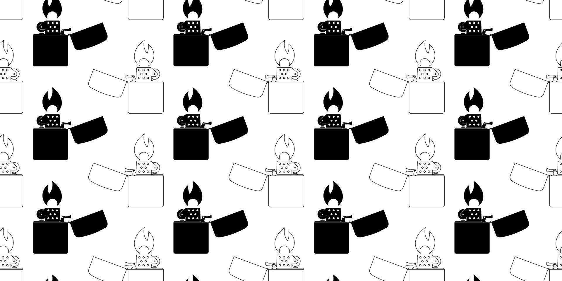 black white fire lighter seamless pattern vector