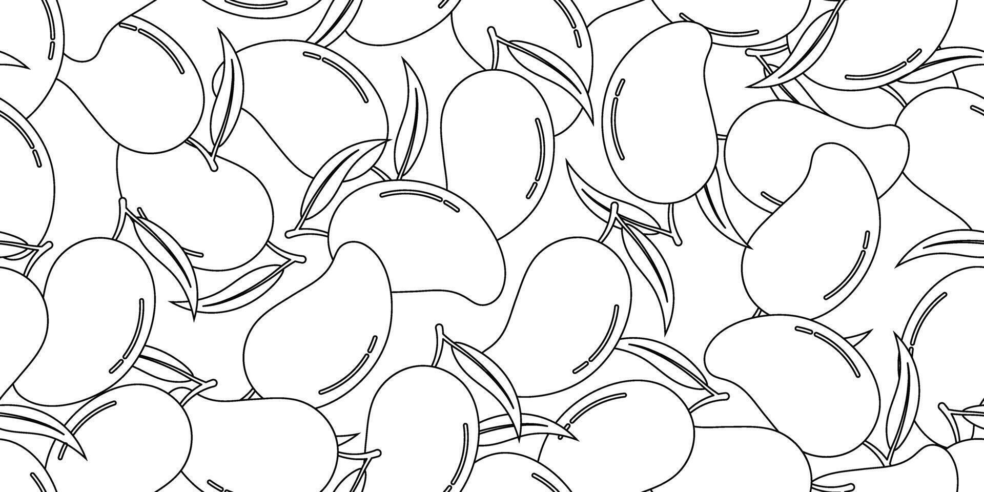 black white mango fruits seamless pattern vector