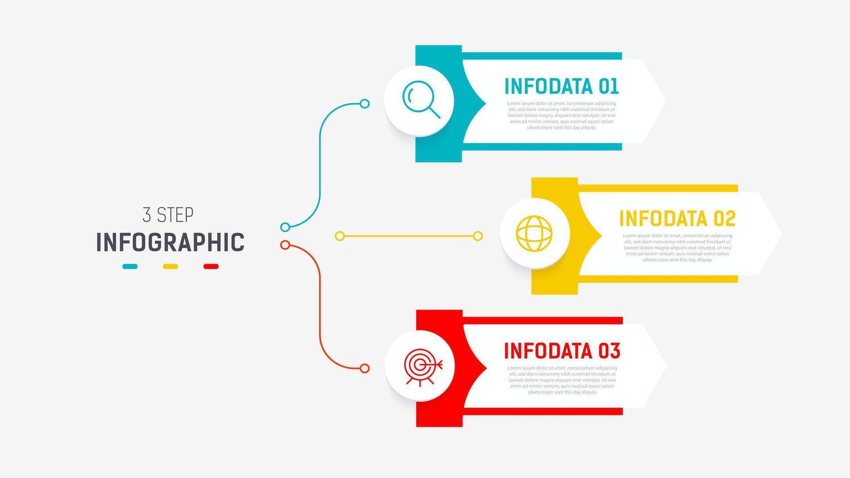 Three Step Infographic label design template with line icons. process steps diagram, presentations, workflow layout, banner, flow chart, info graph illustration. vector