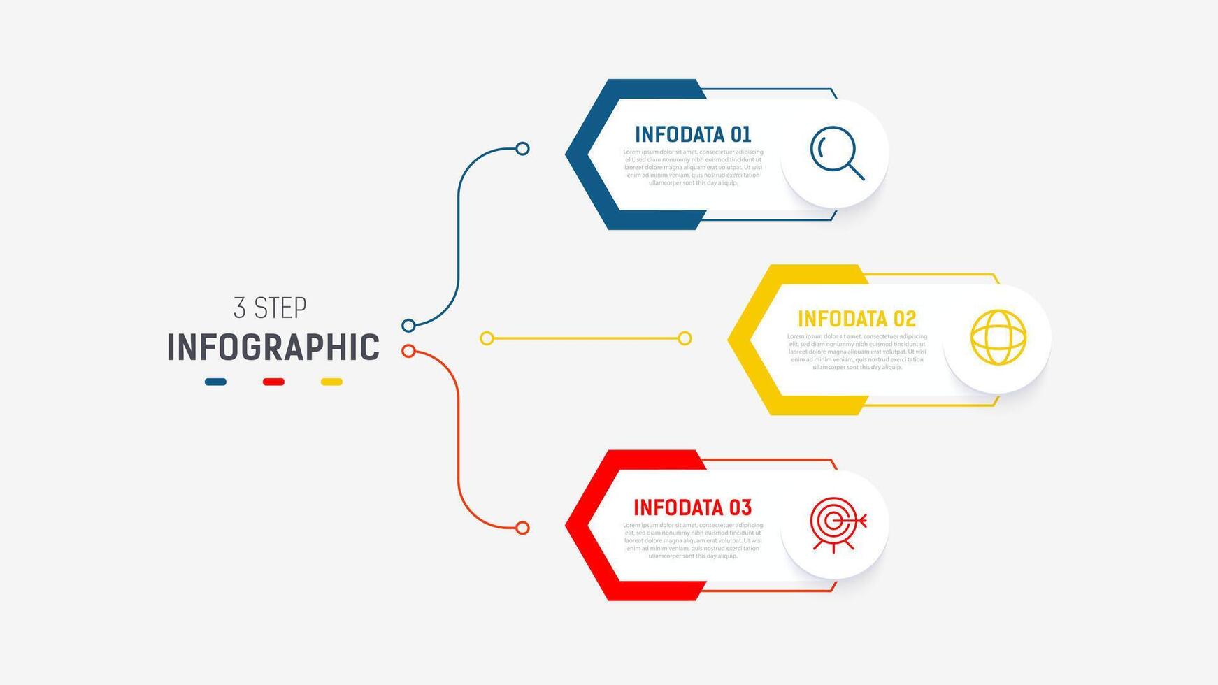 Three Step Infographic label design template with line icons. process steps diagram, presentations, workflow layout, banner, flow chart, info graph illustration. vector