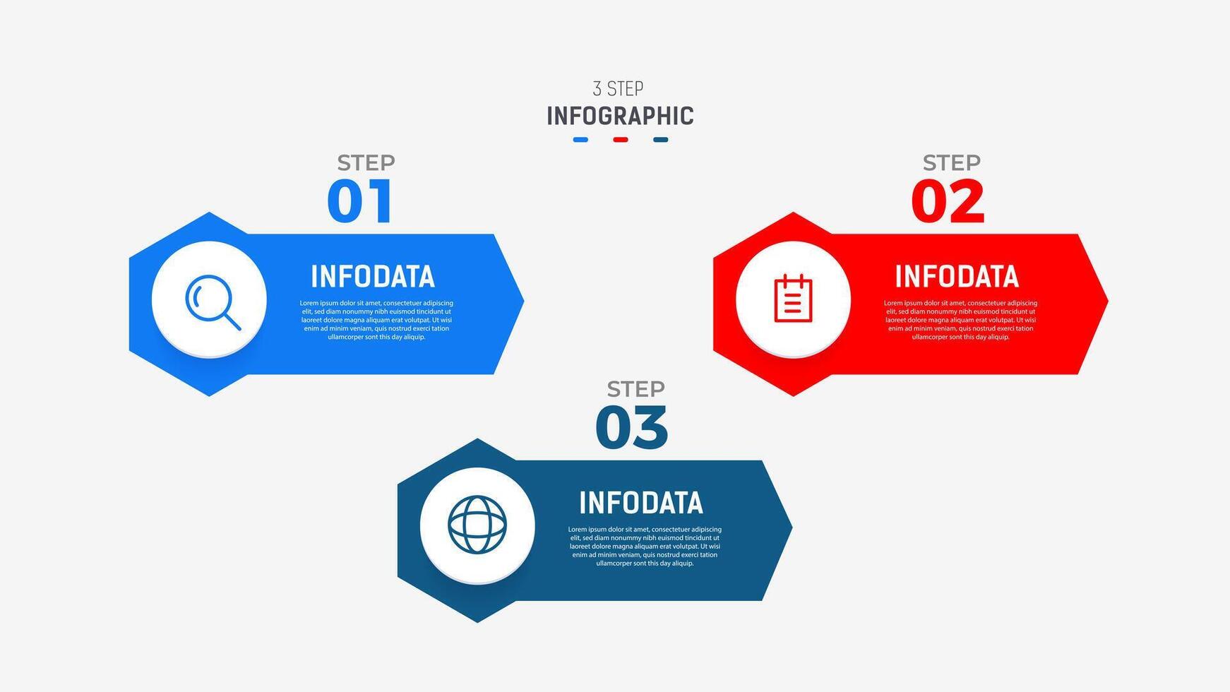 Three Step Infographic label design template with line icons. process steps diagram, presentations, workflow layout, banner, flow chart, info graph illustration. vector