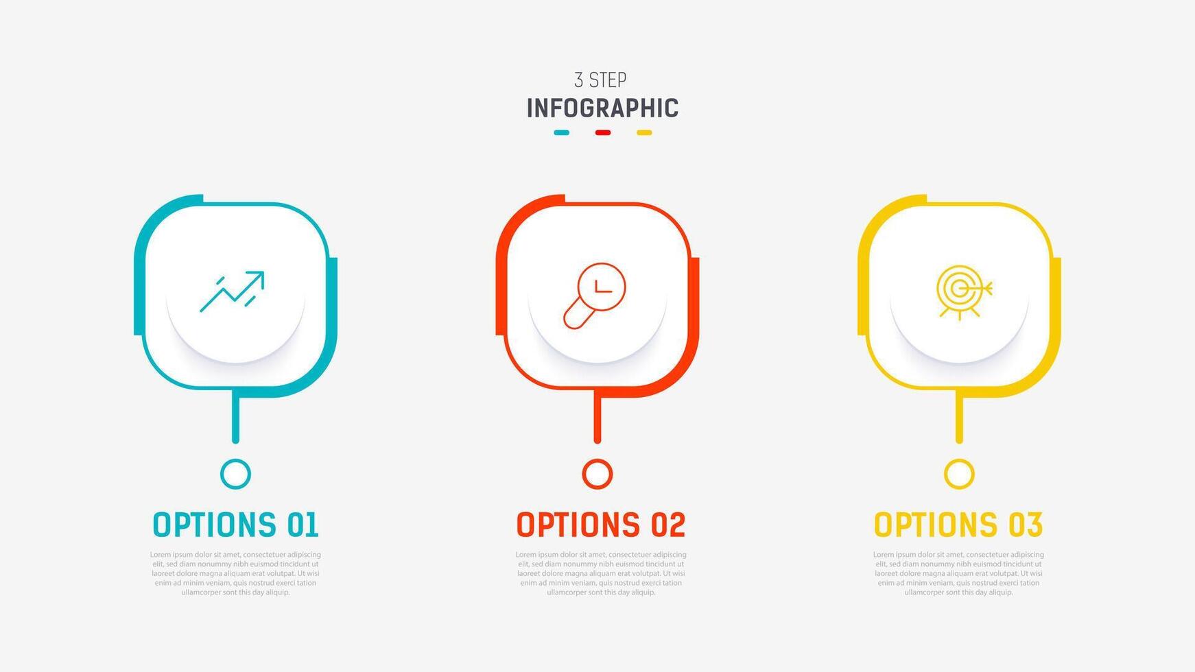 Three Step Infographic label design template with line icons. process steps diagram, presentations, workflow layout, banner, flow chart, info graph illustration. vector